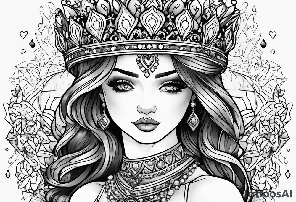 juliette with crown and hearts tattoo idea
