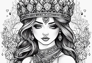 juliette with crown and hearts tattoo idea
