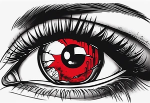 Bleeding tear draining to down from red eye tattoo design tattoo idea