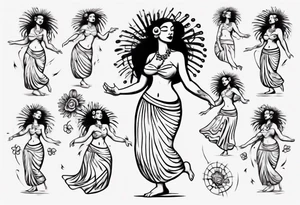 Old School Tattoo Style, Hula Girl dancing, full body, white background --no skin tattoo idea