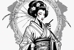 geisha who is also a grim reaper tattoo idea