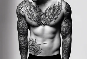 Two separate pieces one for day and one for night placed on each side of the chest on a man tattoo idea