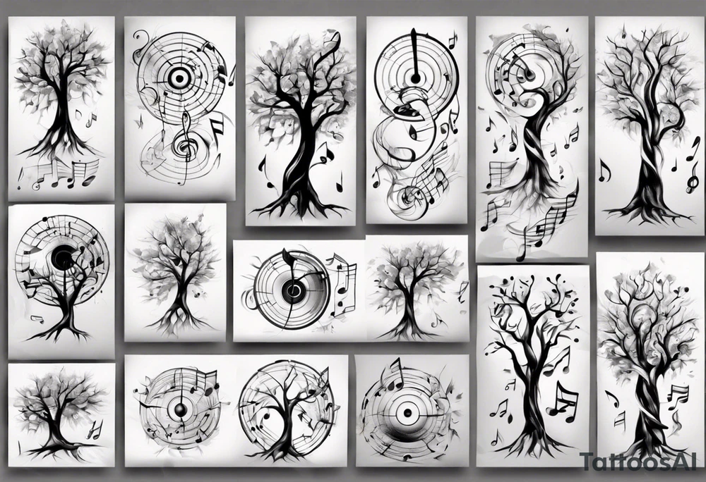 music speaker note tree tattoo idea