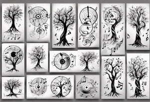 music speaker note tree tattoo idea