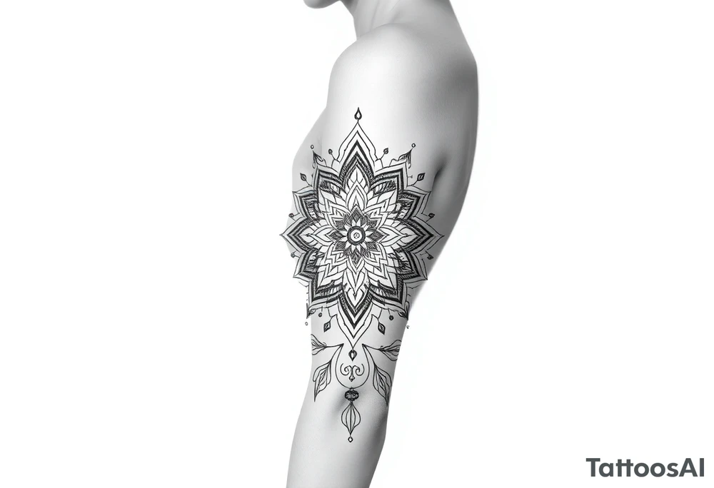 bold line shaman style mandala tattoo idea