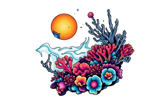 Coral reef scene tattoo idea