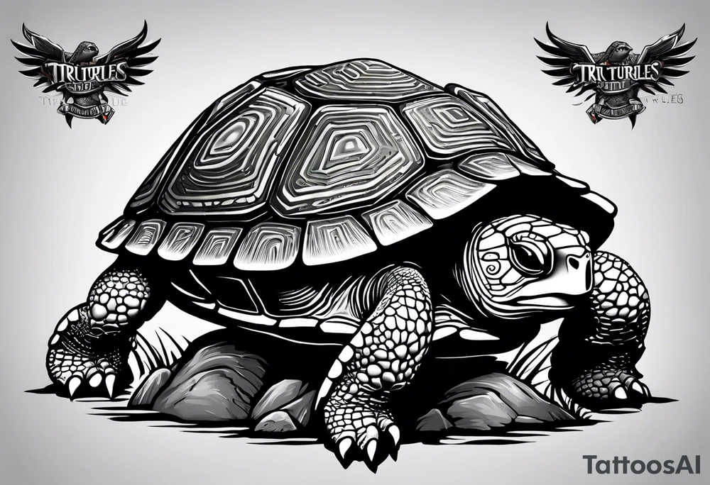 Turtle with wings logo and the words “Tri City Turtles” written underneath. tattoo idea