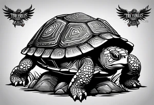 Turtle with wings logo and the words “Tri City Turtles” written underneath. tattoo idea