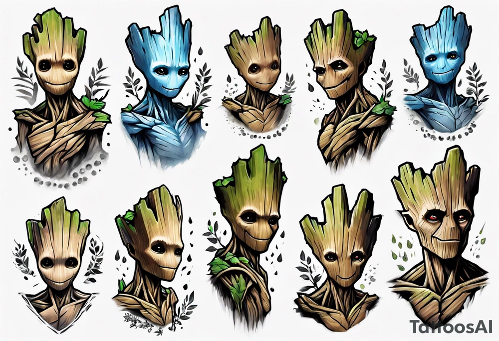 Groot half sleeve tattoo idea