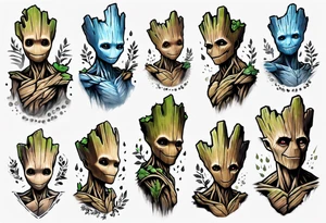 Groot half sleeve tattoo idea