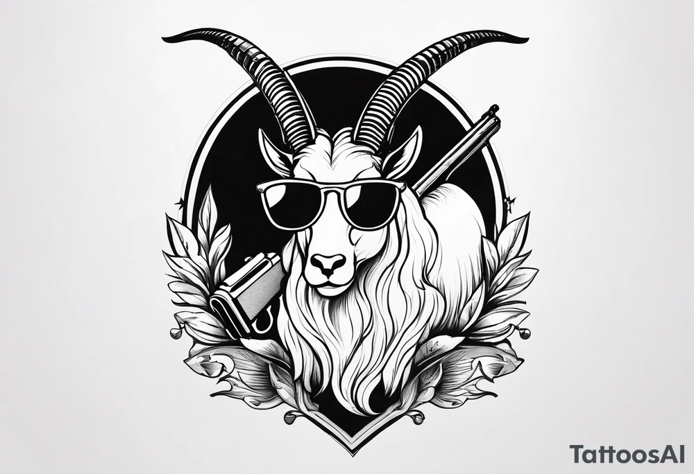capricorn with sunglasses and shotgun tattoo idea