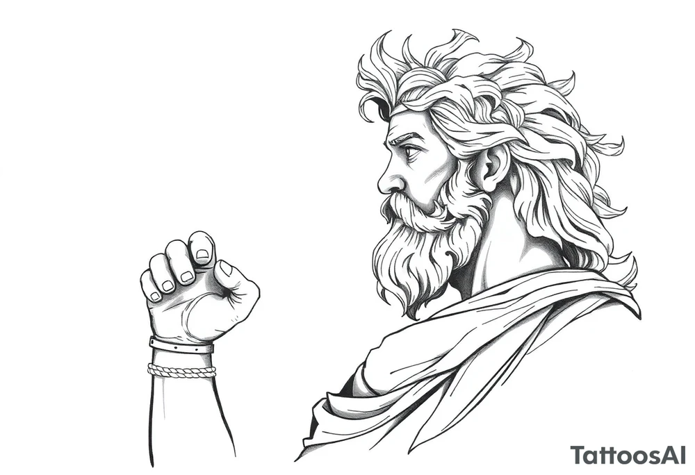 GREEK GOD LOOKING OVER HIS EMPIRE tattoo idea