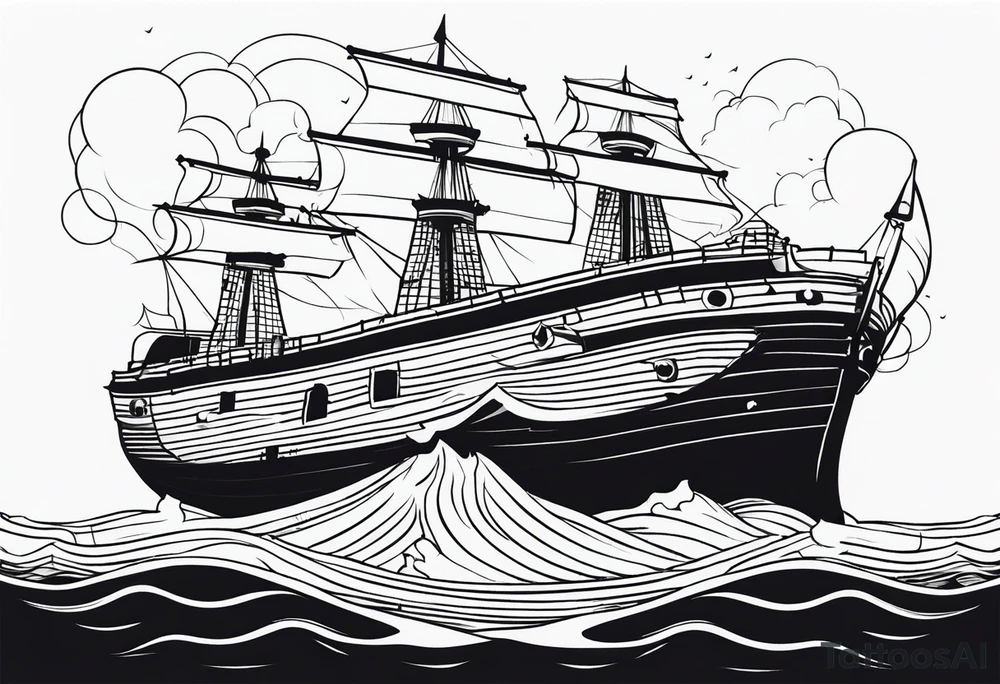 sunken ship tattoo idea