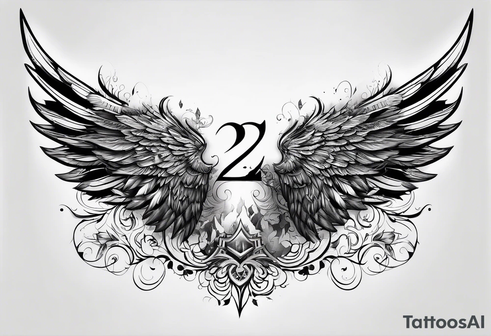 Wings with number 22 tattoo idea