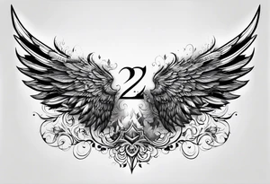 Wings with number 22 tattoo idea