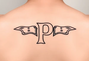 Small Letter P with a dollar bill coming out from the sides. tattoo idea