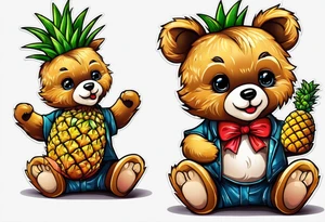 Teddy bear loves pineapple tattoo idea