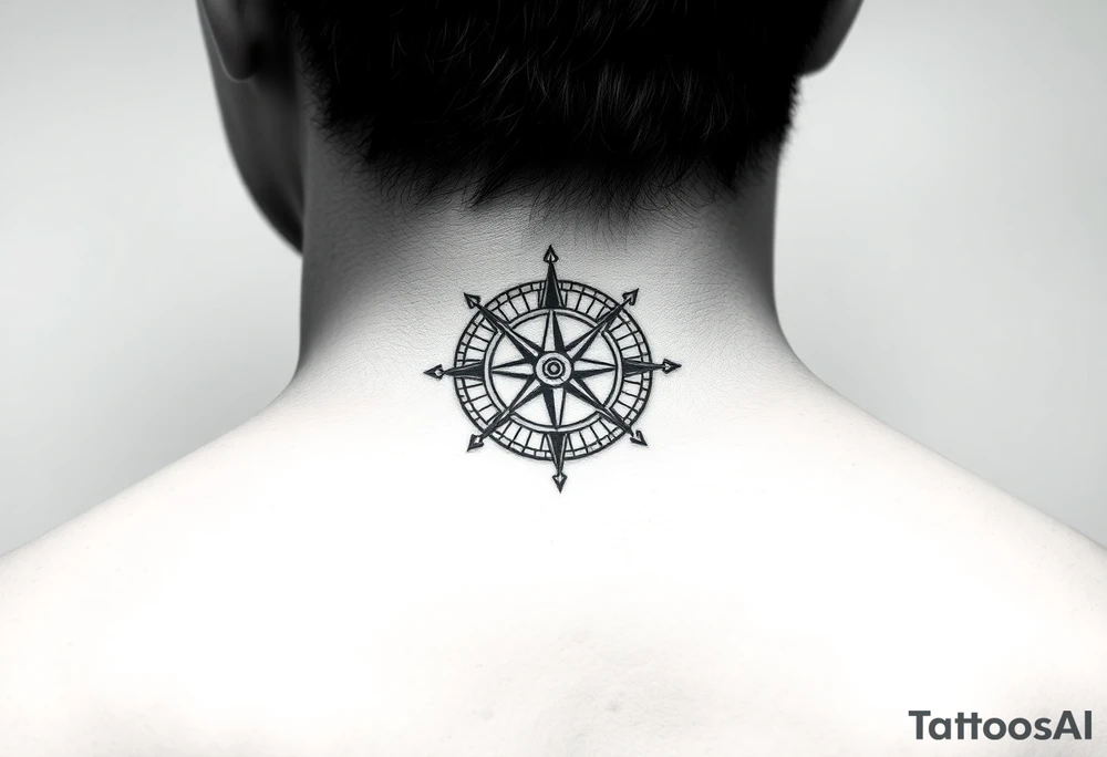 Compass for side of neck tattoo idea