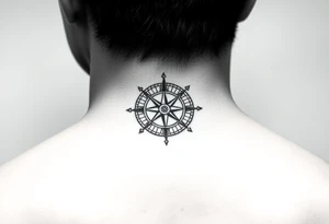 Compass for side of neck tattoo idea