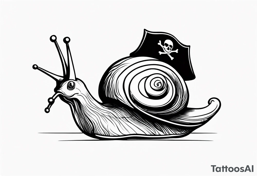 Snail with pirate hat tattoo idea