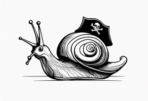 Snail with pirate hat tattoo idea