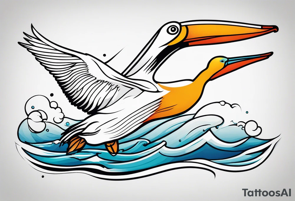 pelican +diving +water tattoo idea
