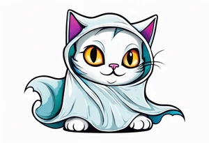 Cat wearing a sheet dressed as a ghost tattoo idea