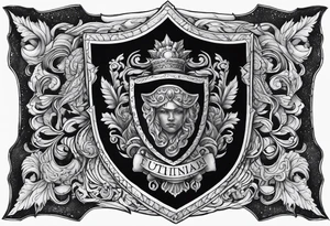 people in the dark inside a shield shape tattoo idea