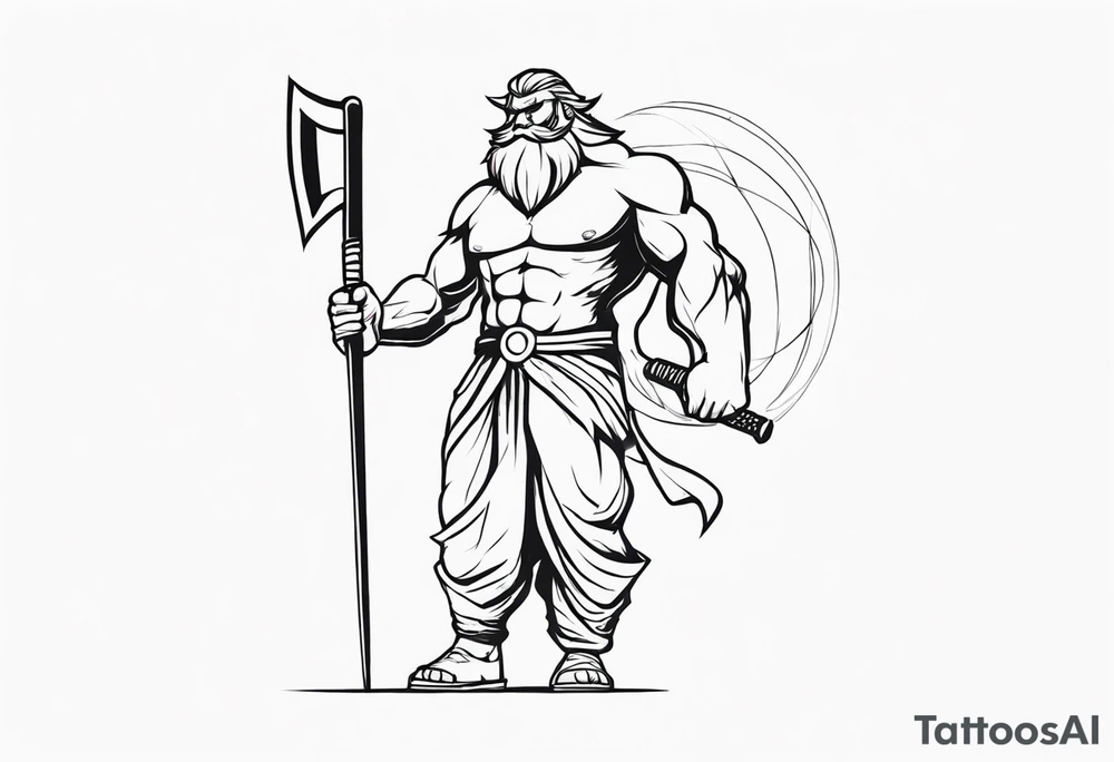 full body drawing of a giant holding a club tattoo idea