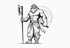 full body drawing of a giant holding a club tattoo idea