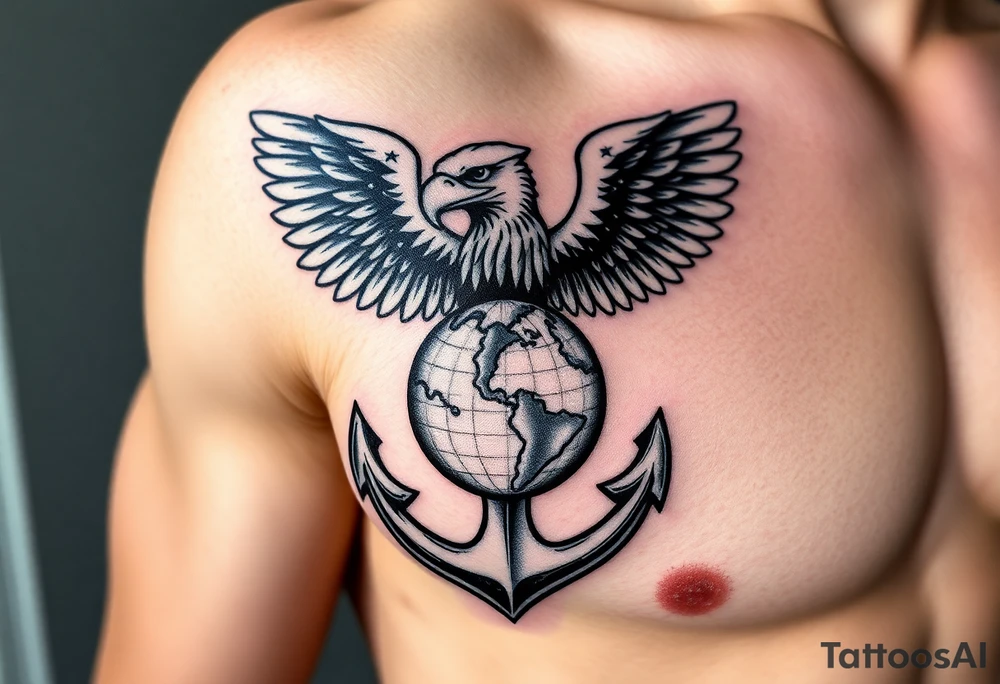 Combat marine veteran eagle globe and anchor tattoo idea