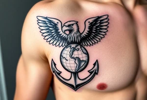 Combat marine veteran eagle globe and anchor tattoo idea