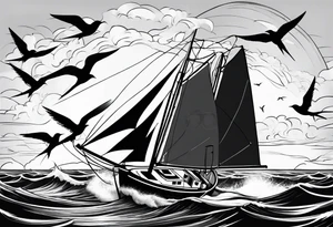 Swallows, sail boat, the ocean tattoo idea