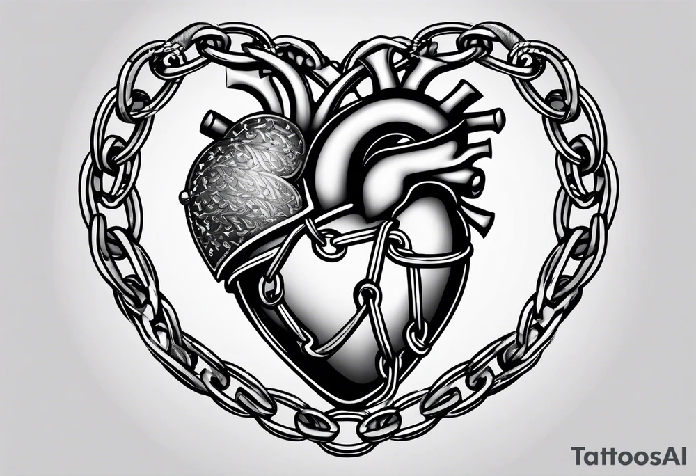 Heart wrapped in chains tattoo idea