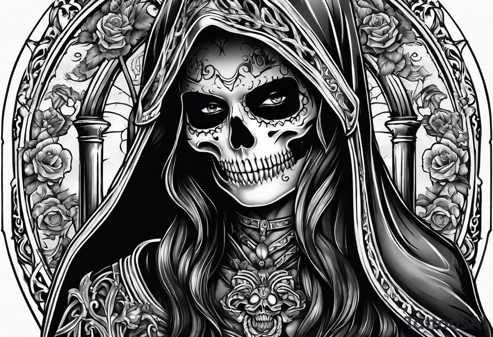 lady skeleton grim reaper satan tattoo idea
