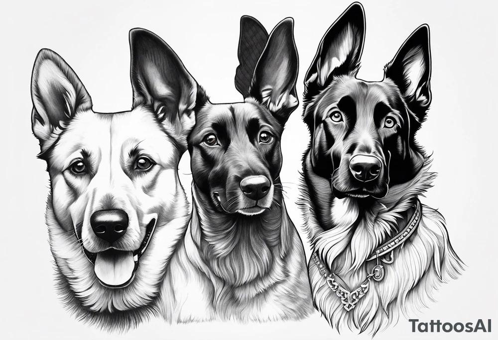 Belgian malinois, Scottish terrier, border collie, papillon tattoo idea
