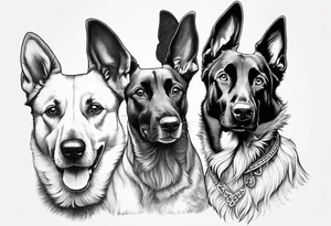 Belgian malinois, Scottish terrier, border collie, papillon tattoo idea