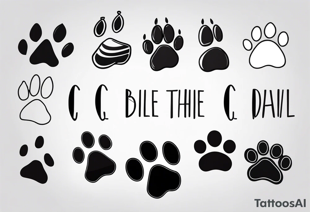 Paw Print with a name Ben tattoo idea