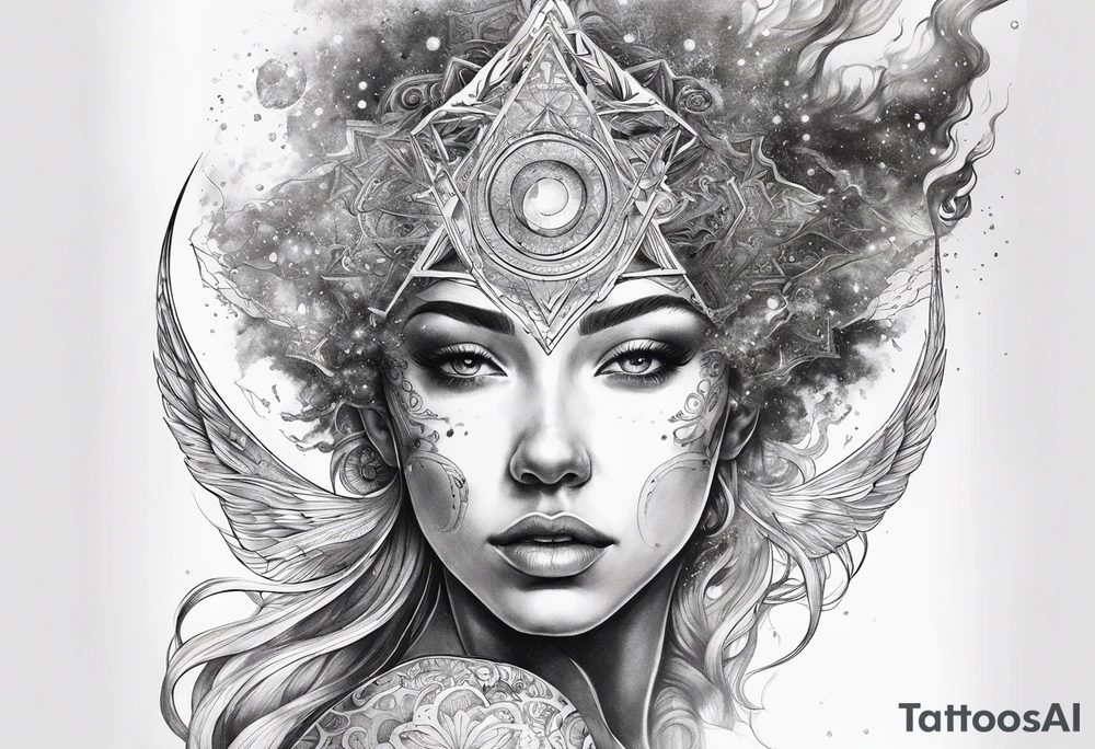 Human transcending. Soul leaving the body to the universe tattoo idea