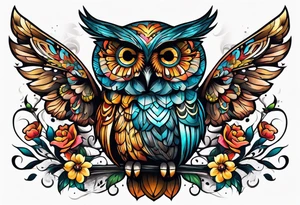 Owl and butterfly tattoo idea