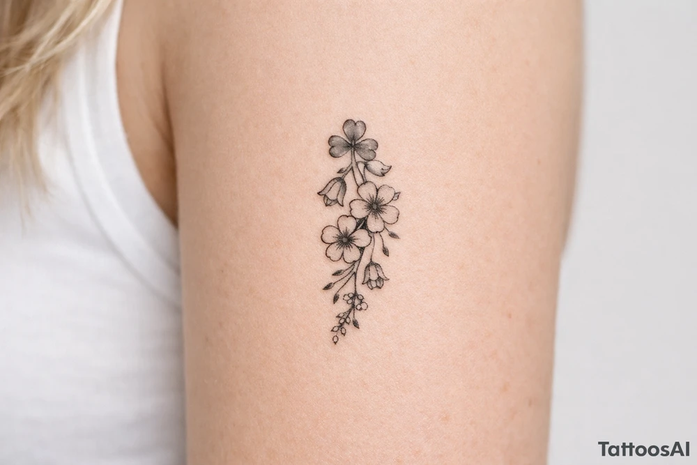 Cascading simple Irish flowers tattoo idea