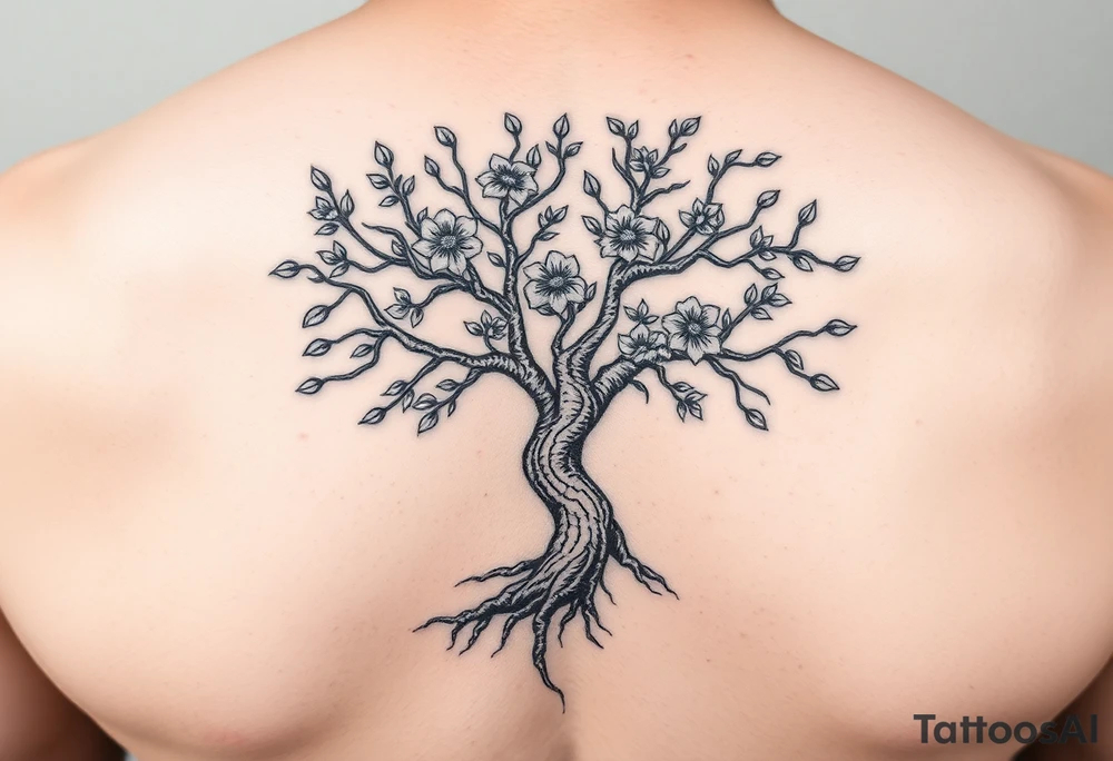 Je veux un tatouage pour le cou entier.  Avec un arbre des fleurs des hirondelles et deux corbeaux viking tattoo idea