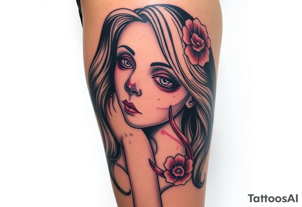 Zombie pinup girl tattoo idea