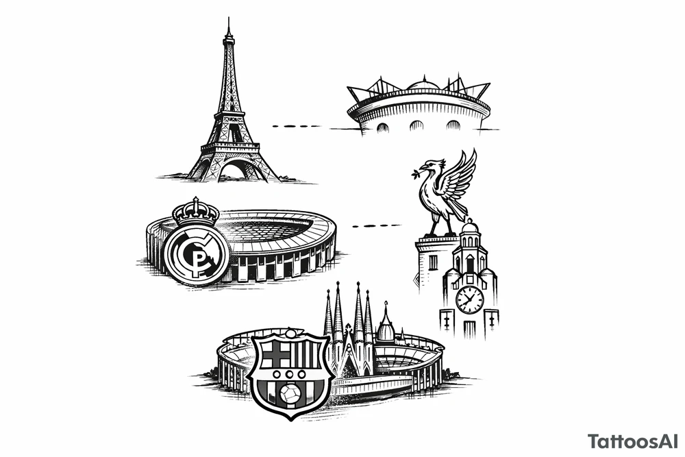 Minimal locations of football teams tattoo idea