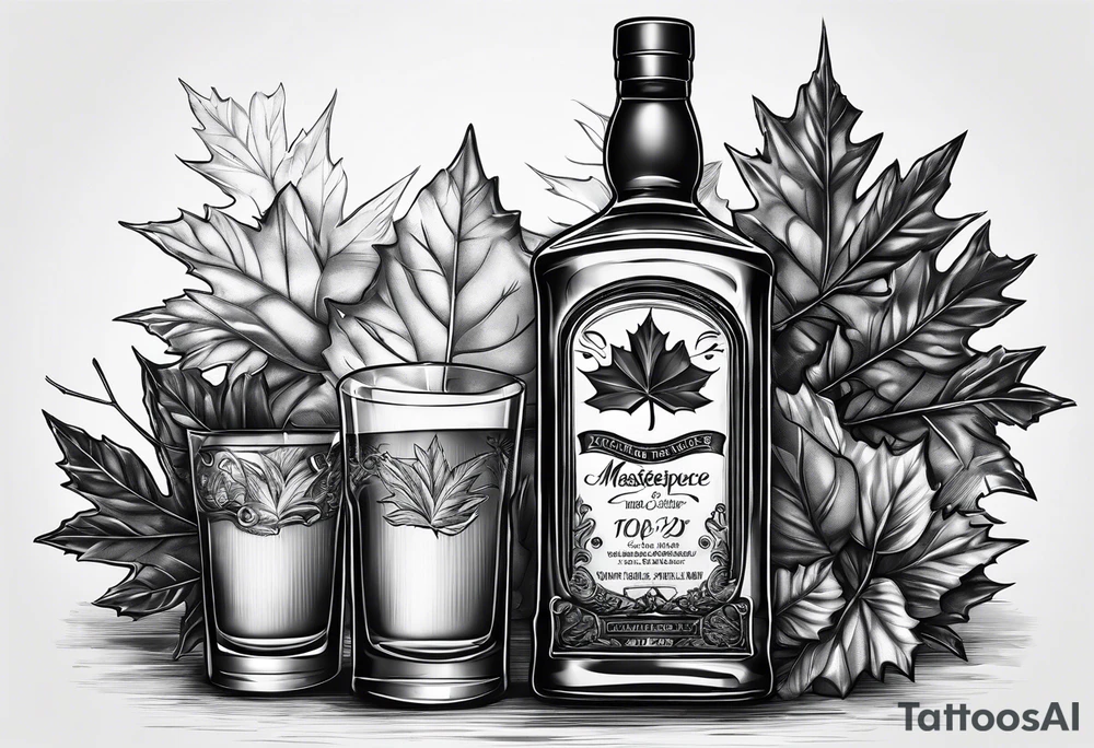 Canadian whiskey and glass and dog tags tattoo idea