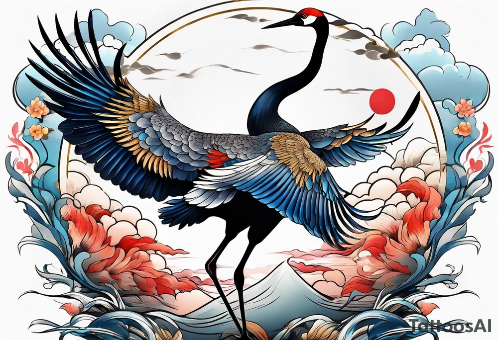 Japanese crane tattoo idea
