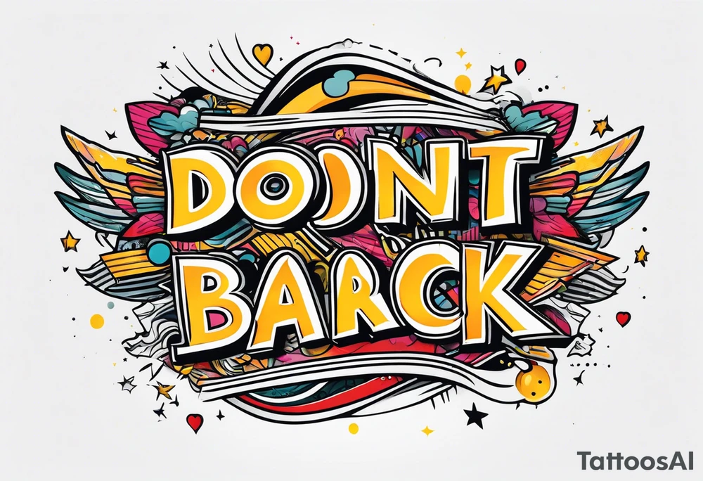 A tattoo with words only. The words are “Don’t look back” tattoo idea