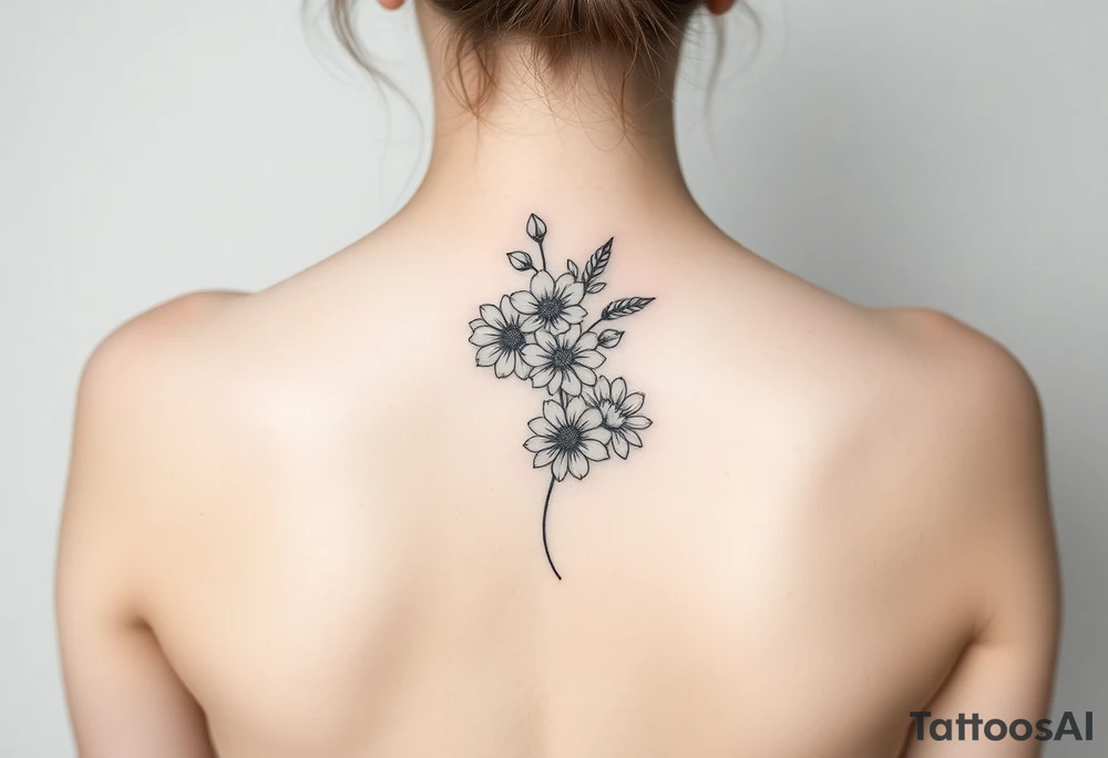 a bunch of flowers going down spine tattoo tattoo idea