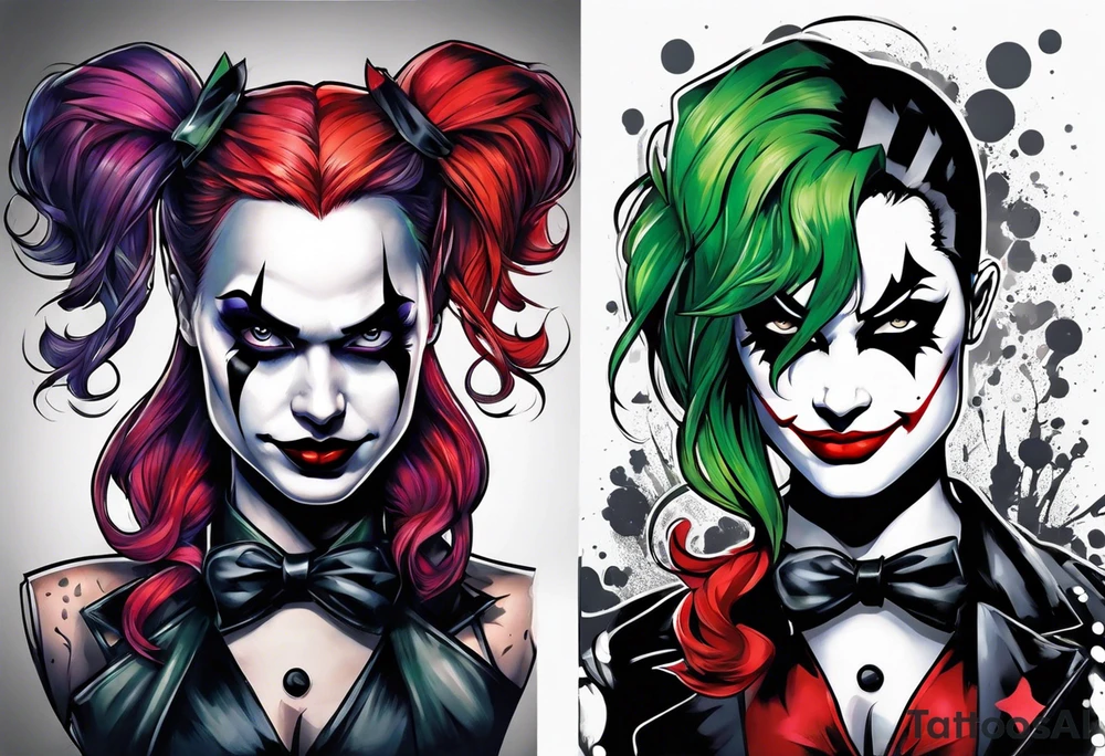 joker and harley quinn comics tattoo idea