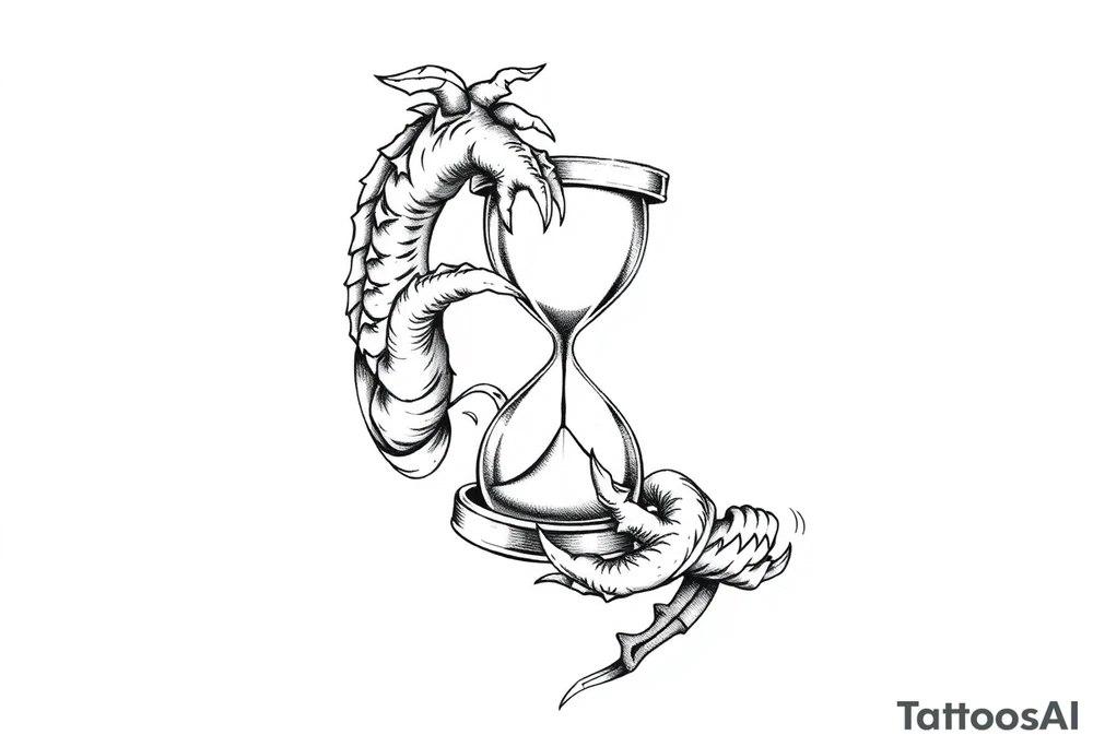 Dragons claws gripping Hourglass tattoo idea